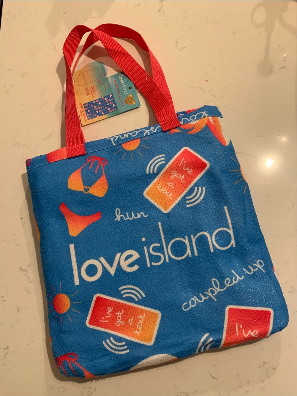 Love Island Blue Logo  convertible beach towel Tote Bag Pool Bag Beach Bag